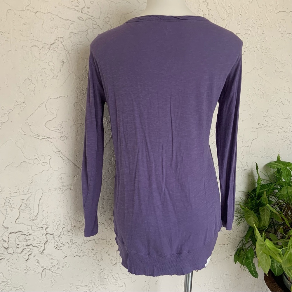 Looser Fit Amethyst Tunic Tee with Ragged Edge Hem